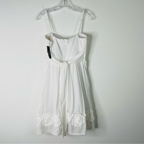 NEW BCX white trendy rosette Swiss dot cottagecore pleated dress small - Picture 9 of 9